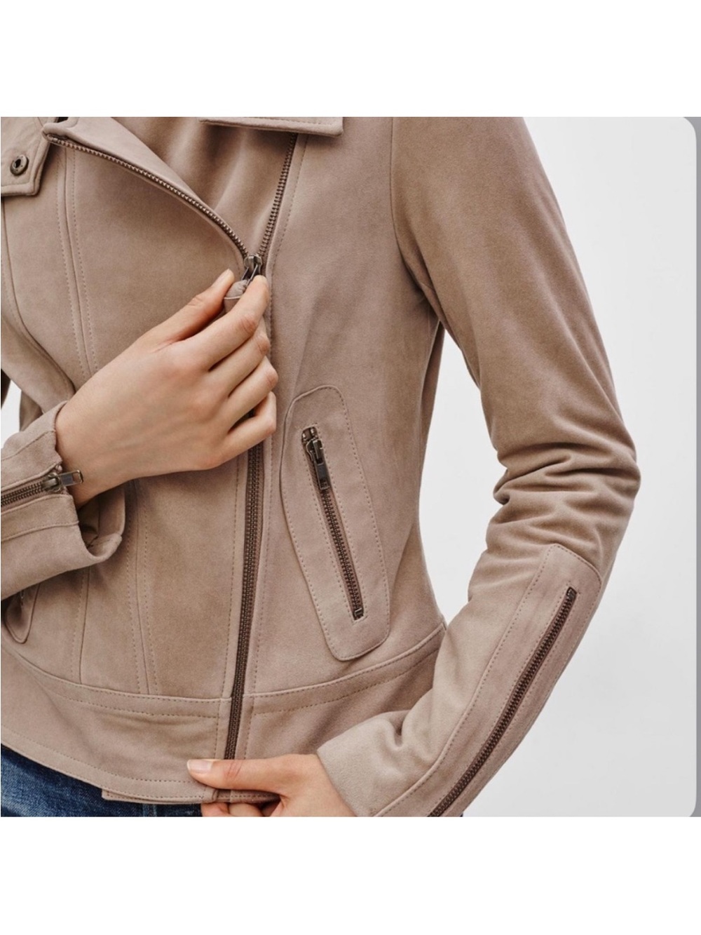 Mackage Taupe Suede Moto Jacket